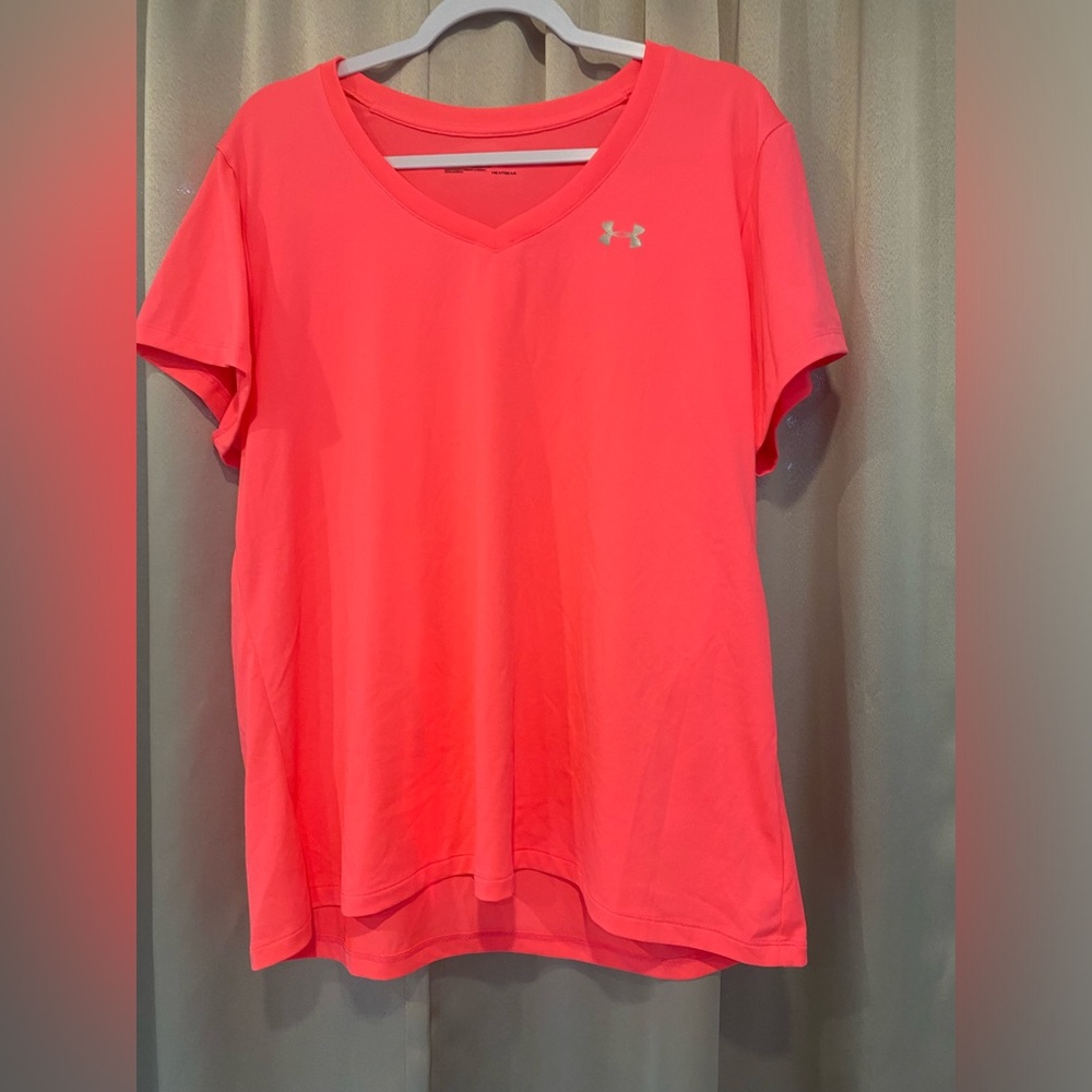 Neon, pink, extra extra large loose under armor T-shirt